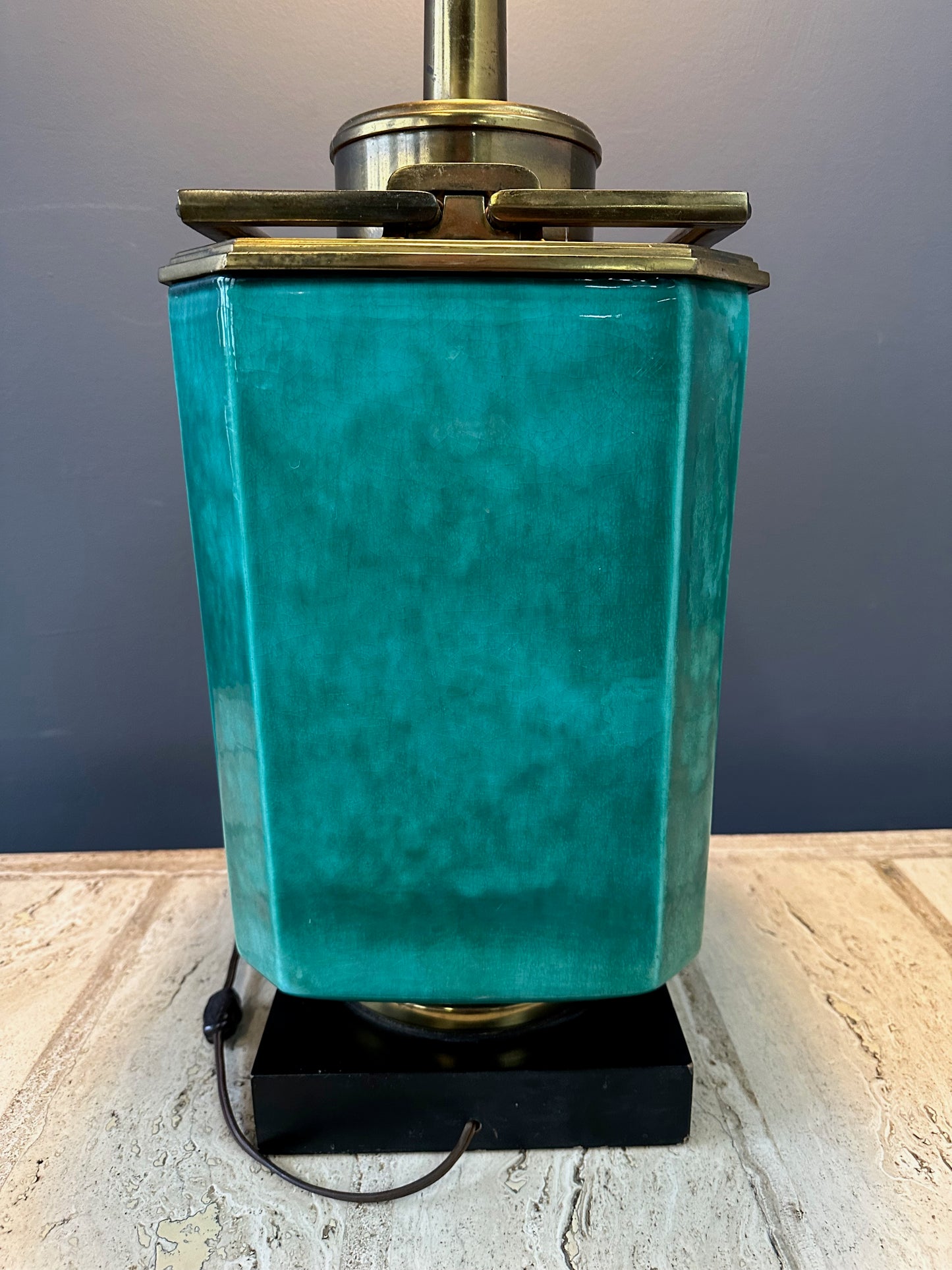 SOLD – Impressive Ceramic and Brass Table Lamp by Edwin Cole for Stiffel