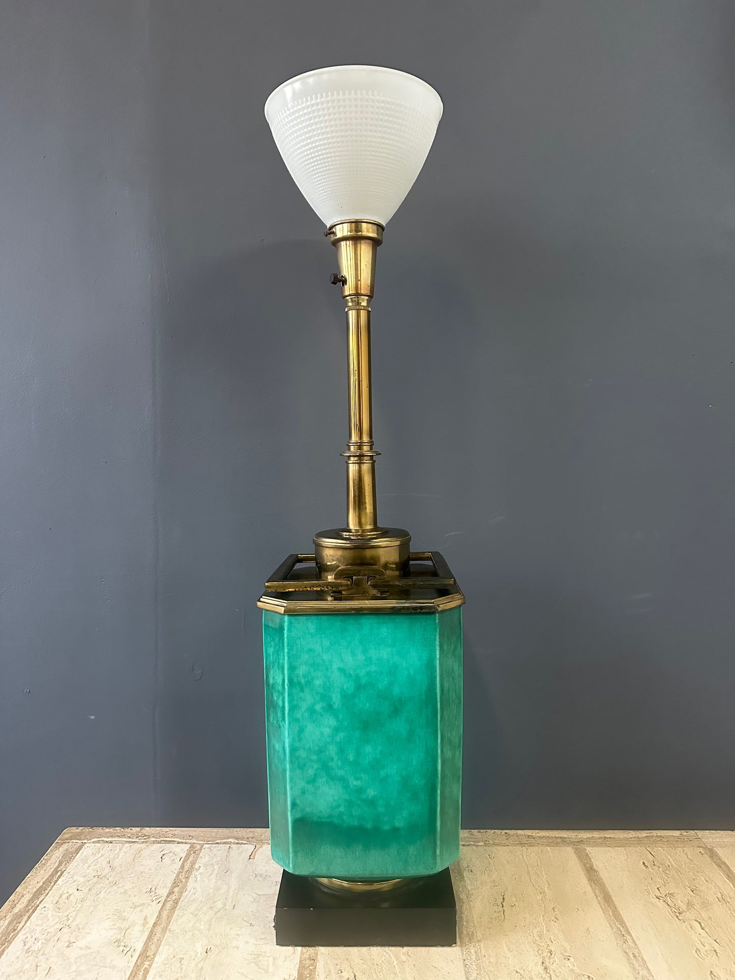 SOLD – Impressive Ceramic and Brass Table Lamp by Edwin Cole for Stiffel