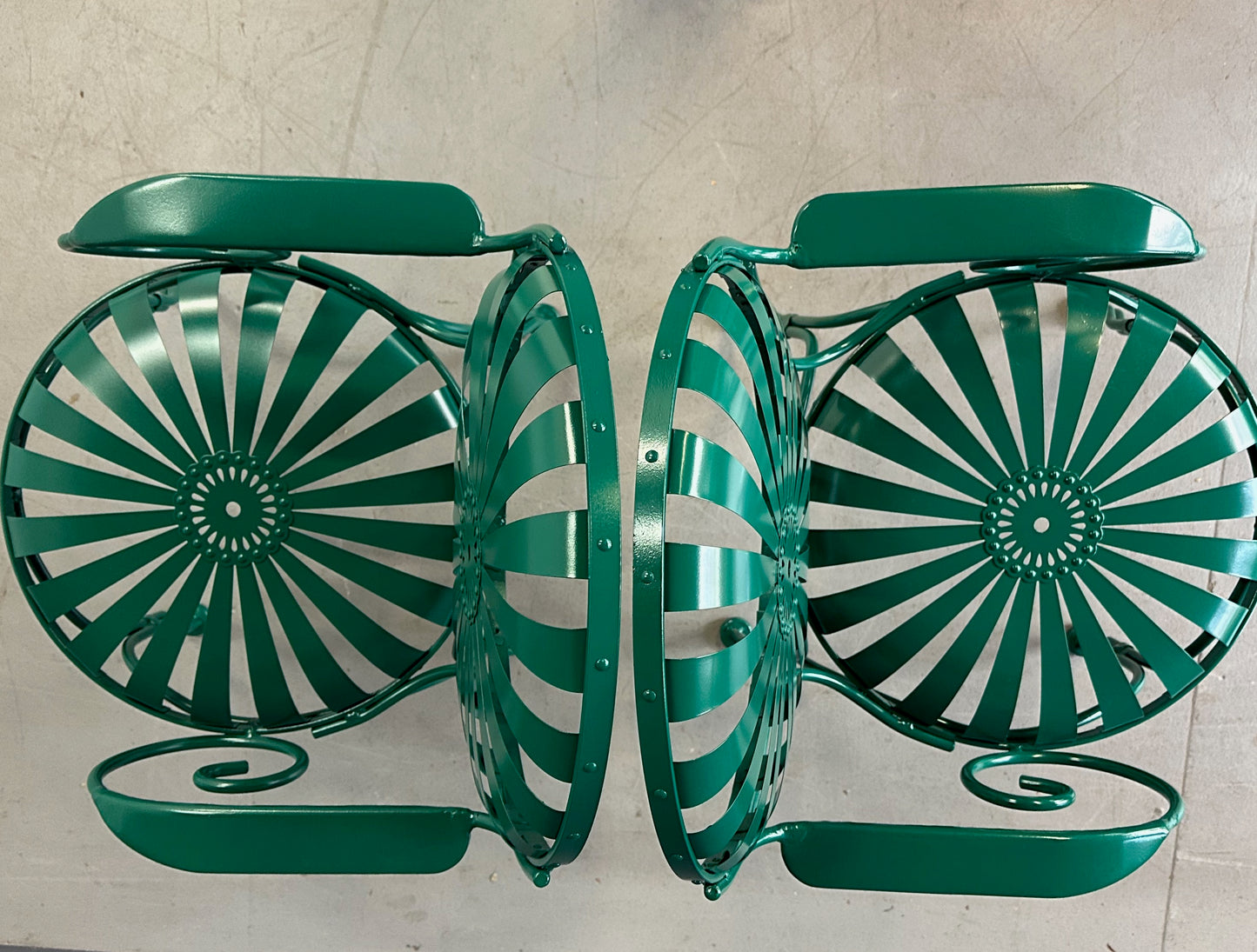 SOLD – Set of Six 1940s Iron & Steel Garden Patio Bistro Cafe Chairs by Francois Carré