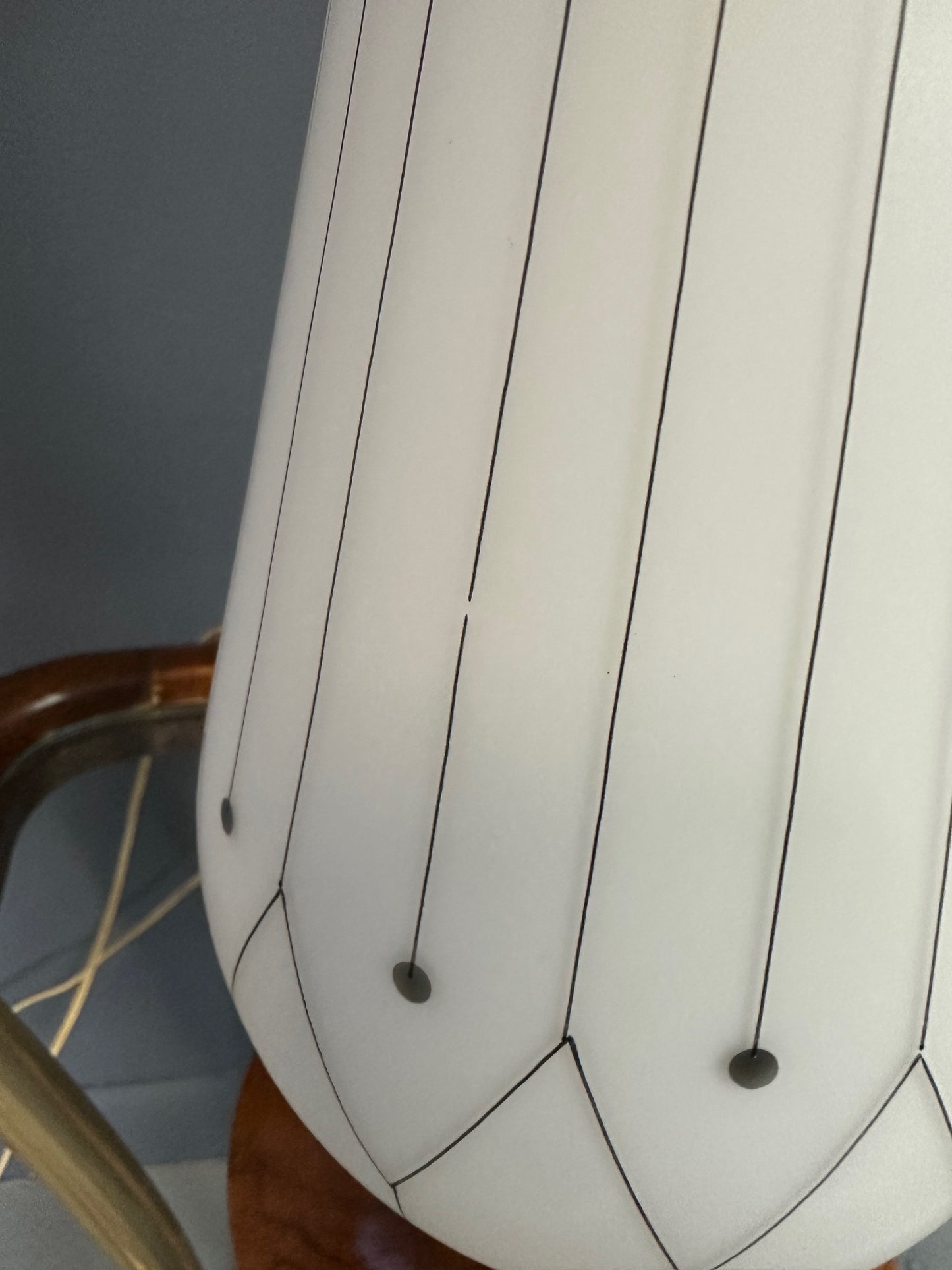 SOLD – Mid-Century Danish Modern Glass & Walnut Table Lamps with a Geometric Design - Set of 2