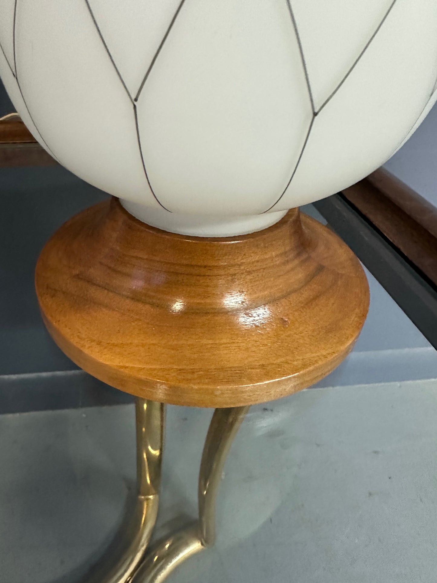 SOLD – Mid-Century Danish Modern Glass & Walnut Table Lamps with a Geometric Design - Set of 2