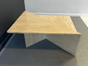 Italian Post Modern Travertine Marble 2 Piece Cocktail Table