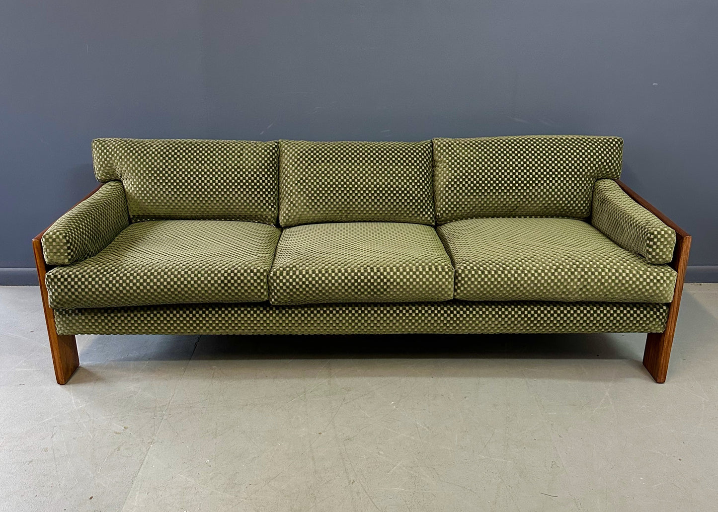 SOLD – Adrian Pearsall for Craft Associates Walnut Trimmed Sofa Mid Century