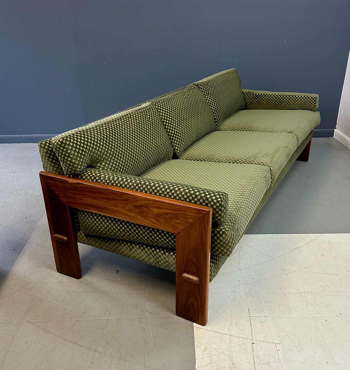 SOLD – Adrian Pearsall for Craft Associates Walnut Trimmed Sofa Mid Century