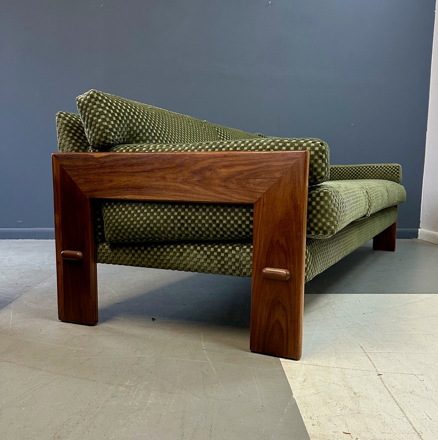 SOLD – Adrian Pearsall for Craft Associates Walnut Trimmed Sofa Mid Century