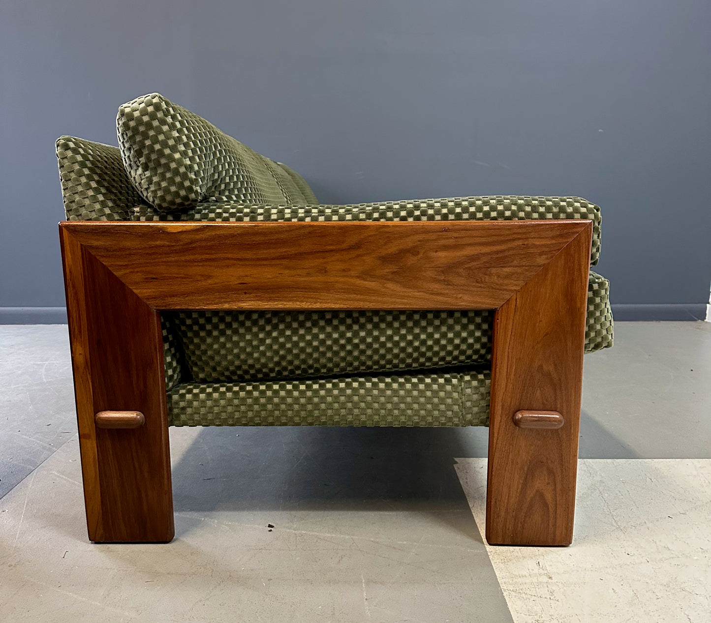 SOLD – Adrian Pearsall for Craft Associates Walnut Trimmed Sofa Mid Century