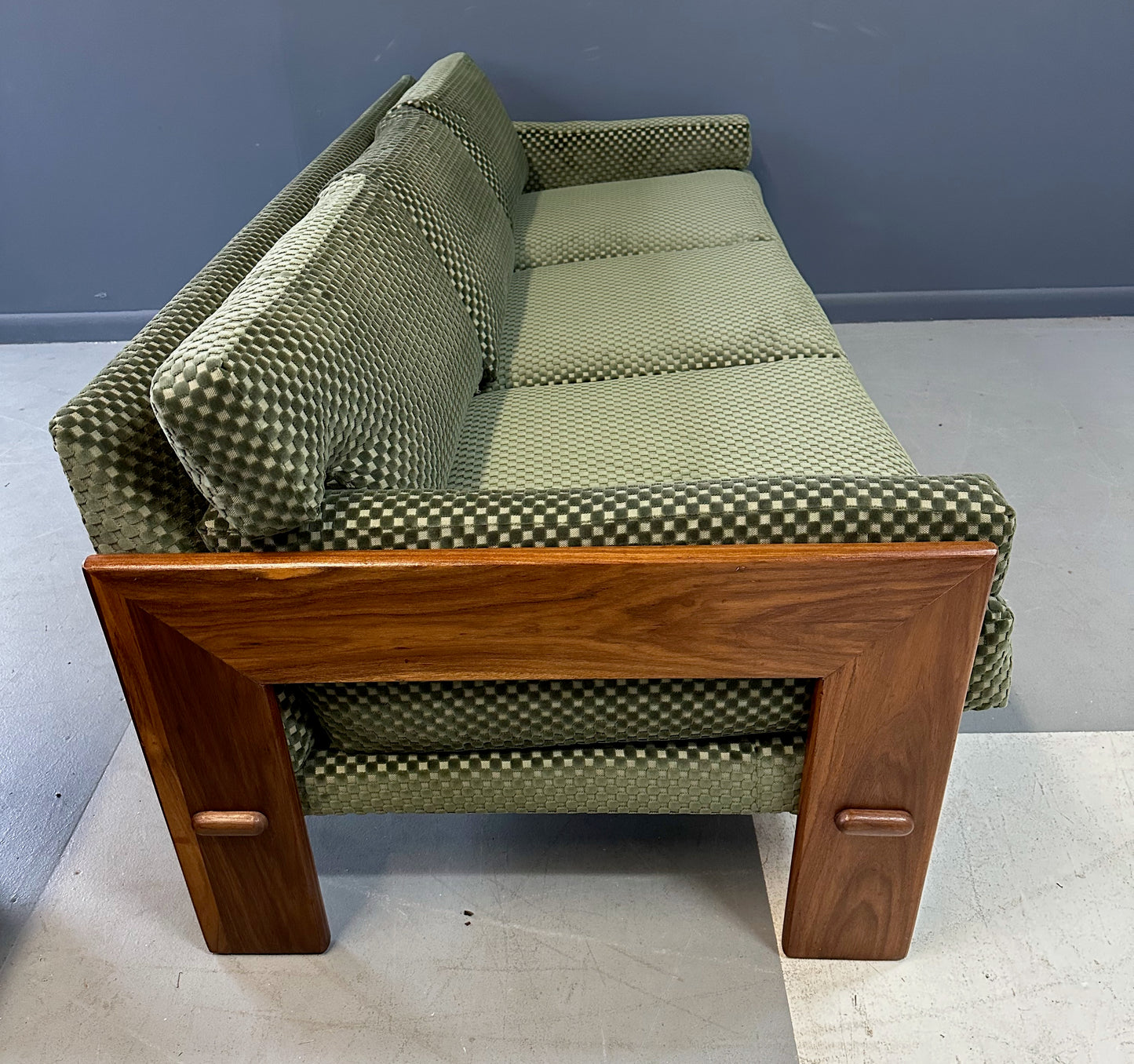 SOLD – Adrian Pearsall for Craft Associates Walnut Trimmed Sofa Mid Century