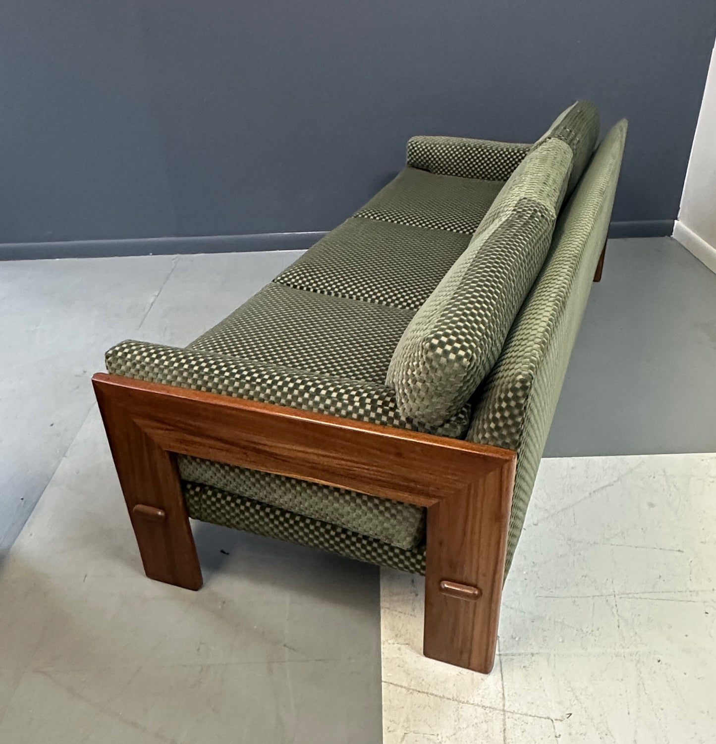 SOLD – Adrian Pearsall for Craft Associates Walnut Trimmed Sofa Mid Century