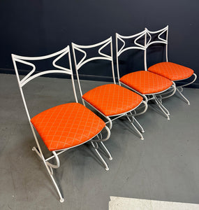 1940s French Set of Six Outdoor Chairs and Table Mid Century