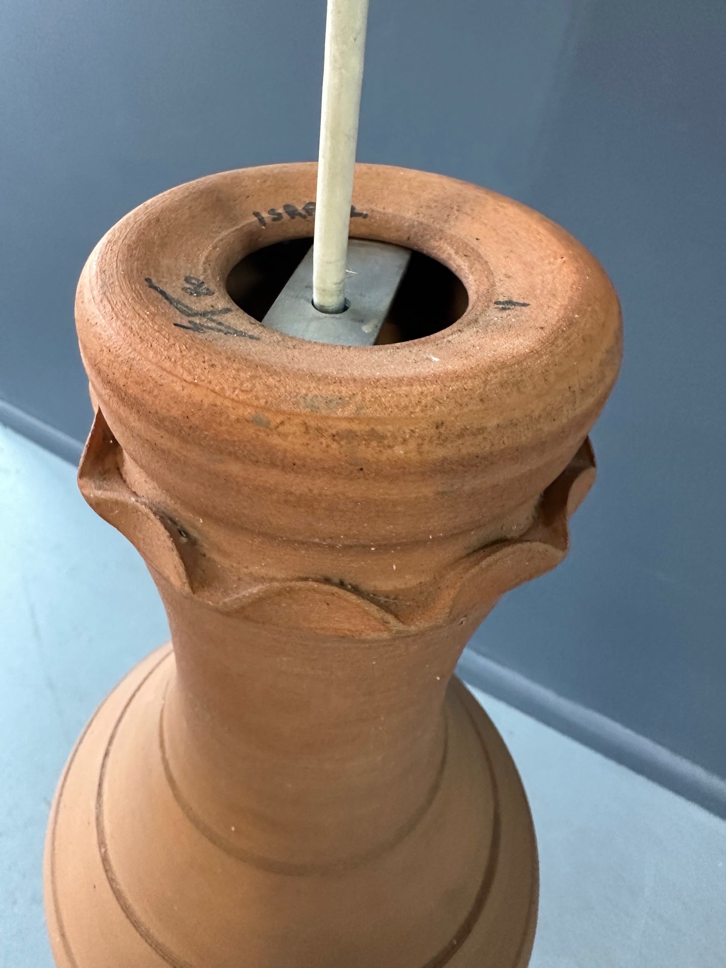 SOLD – Elie Eppstein 3 Tiered Terracotta Chandelier Israel, 1970s