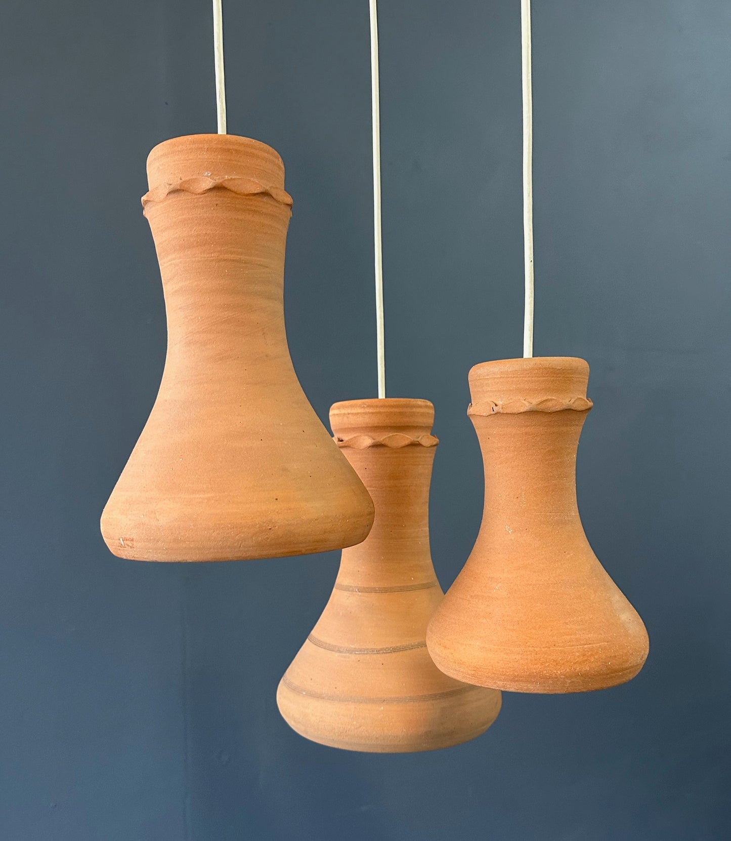 SOLD – Elie Eppstein 3 Tiered Terracotta Chandelier Israel, 1970s