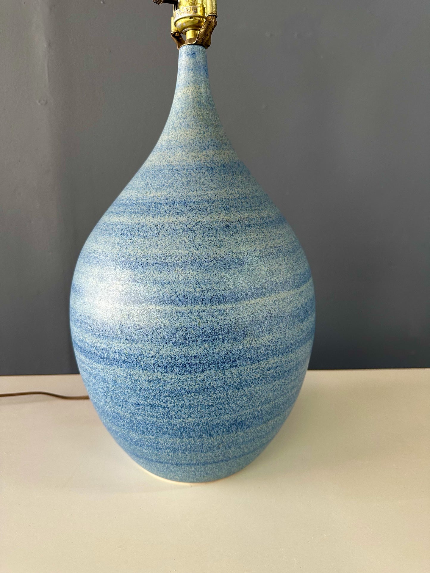 Mid-Century Design Technics Teardrop Ceramic Table Lamp – Elegant Blue and Gray Glaze, Iconic Vintage Pottery Lighting, Timeless Modernist Design