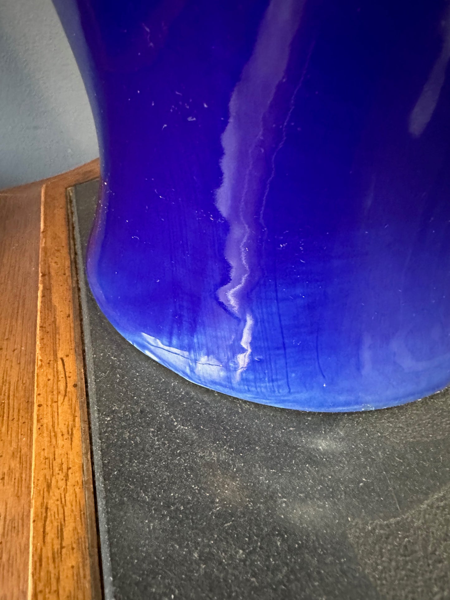 1970s CN Burman Cobalt Blue Ceramic Ginger Jar Table Lamps – Pair