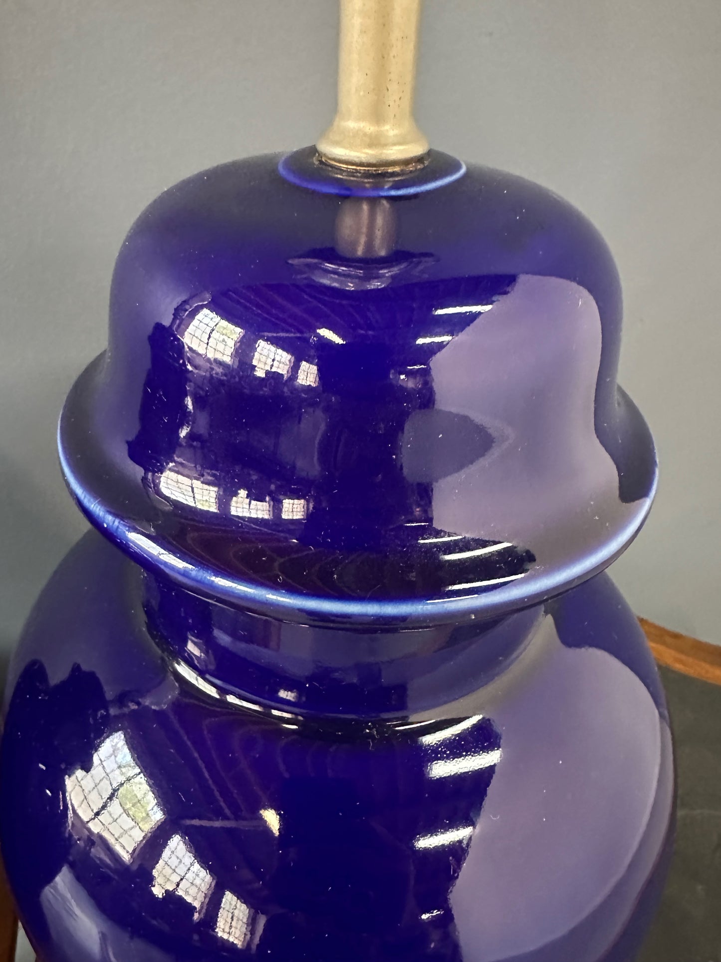 1970s CN Burman Cobalt Blue Ceramic Ginger Jar Table Lamps – Pair