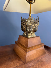 Load image into Gallery viewer, Pair of Marbro Asian influenced Brass and Mahogany Table Lamps