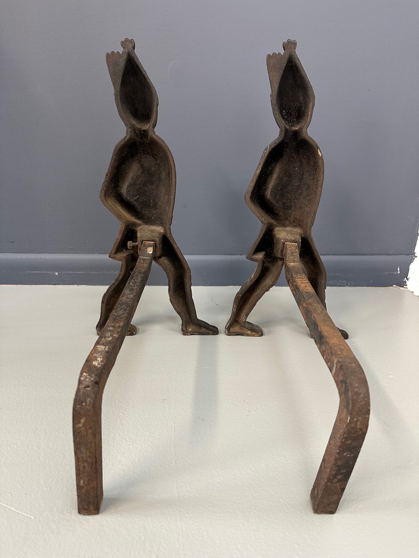 Pair of 19th Century Hessian Soldiers Antique Andirons