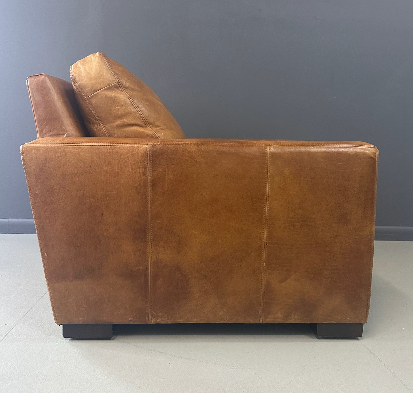 SOLD – Maxwell Leather Lounge Chair by Restoration Hardware