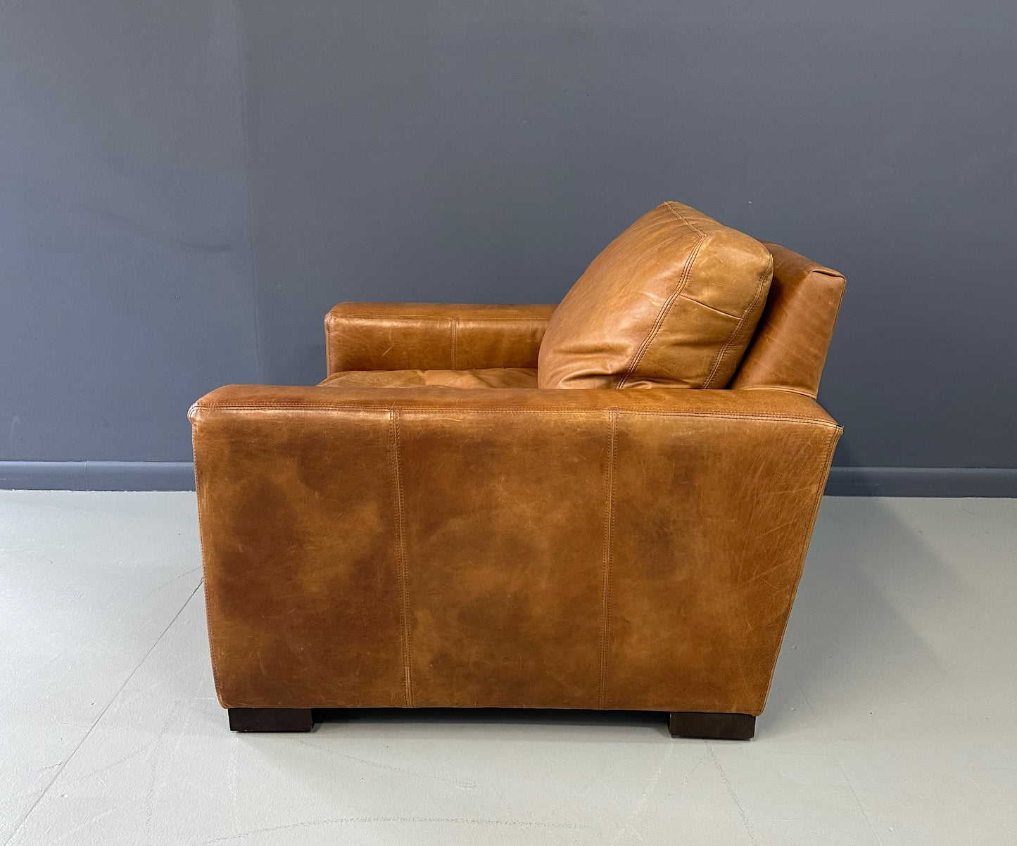 SOLD – Maxwell Leather Lounge Chair by Restoration Hardware