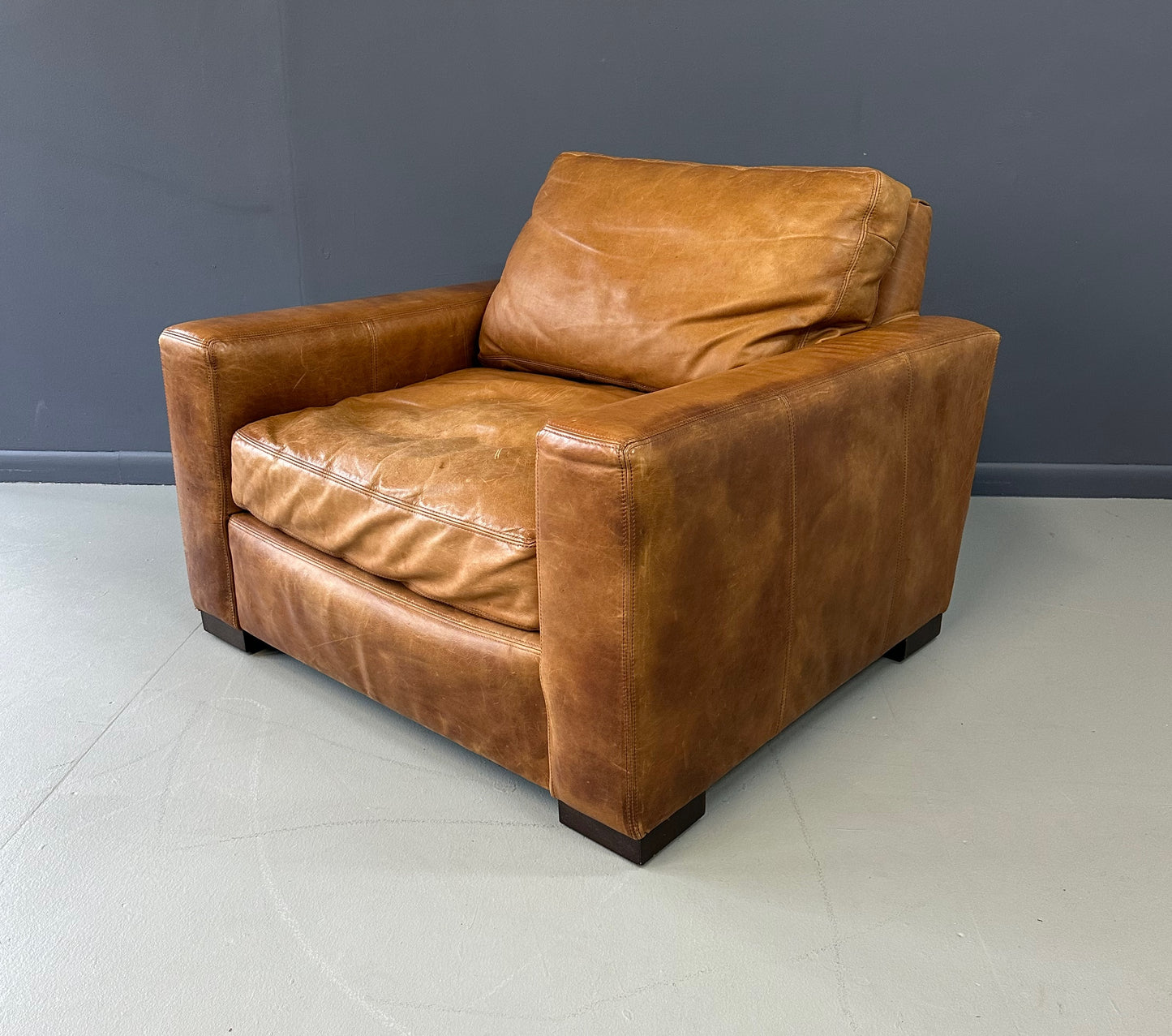 SOLD – Maxwell Leather Lounge Chair by Restoration Hardware