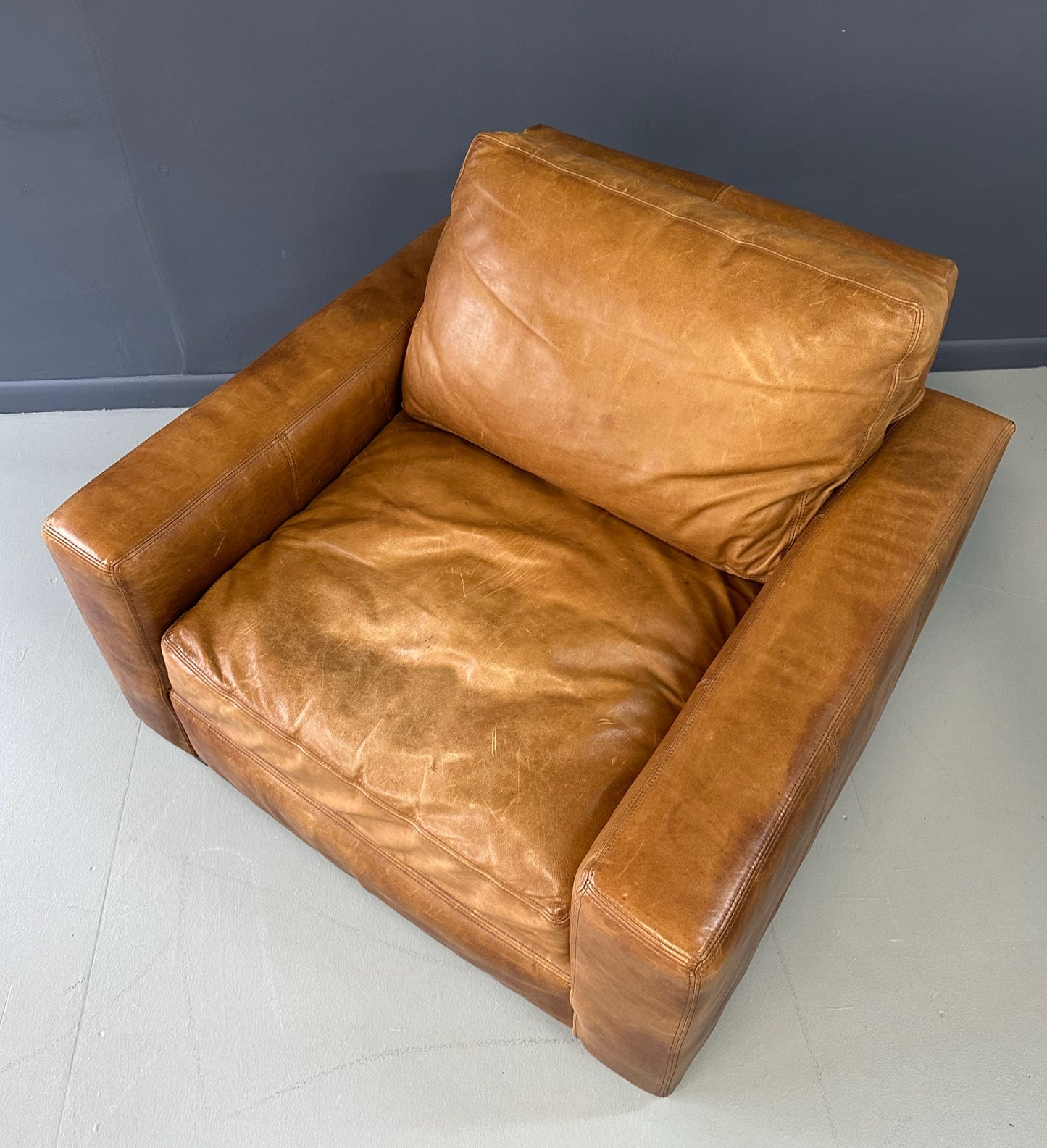 SOLD – Maxwell Leather Lounge Chair by Restoration Hardware