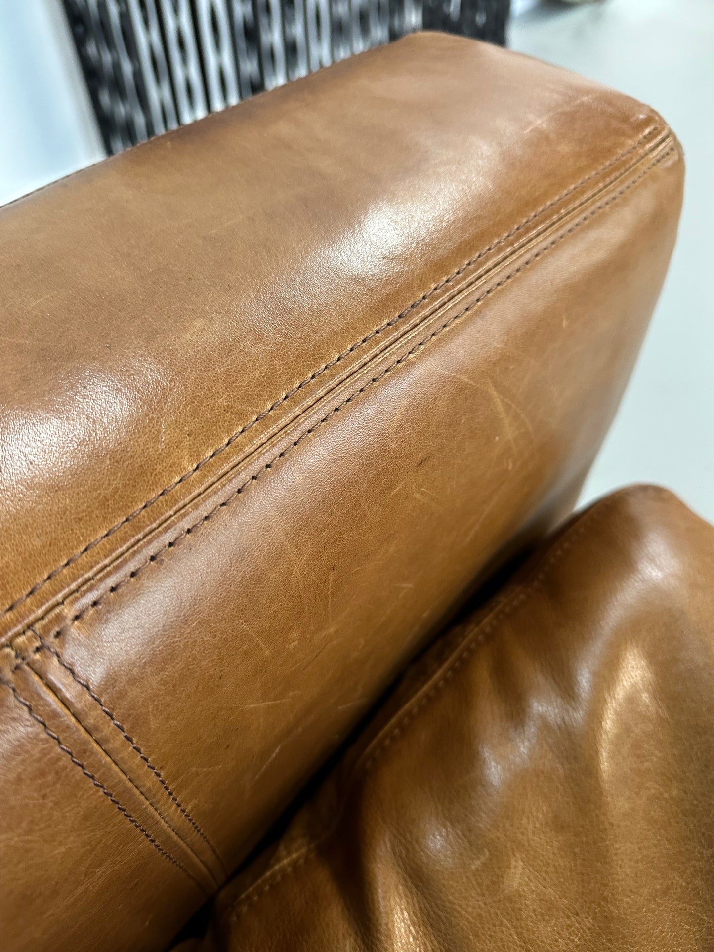 SOLD – Maxwell Leather Lounge Chair by Restoration Hardware