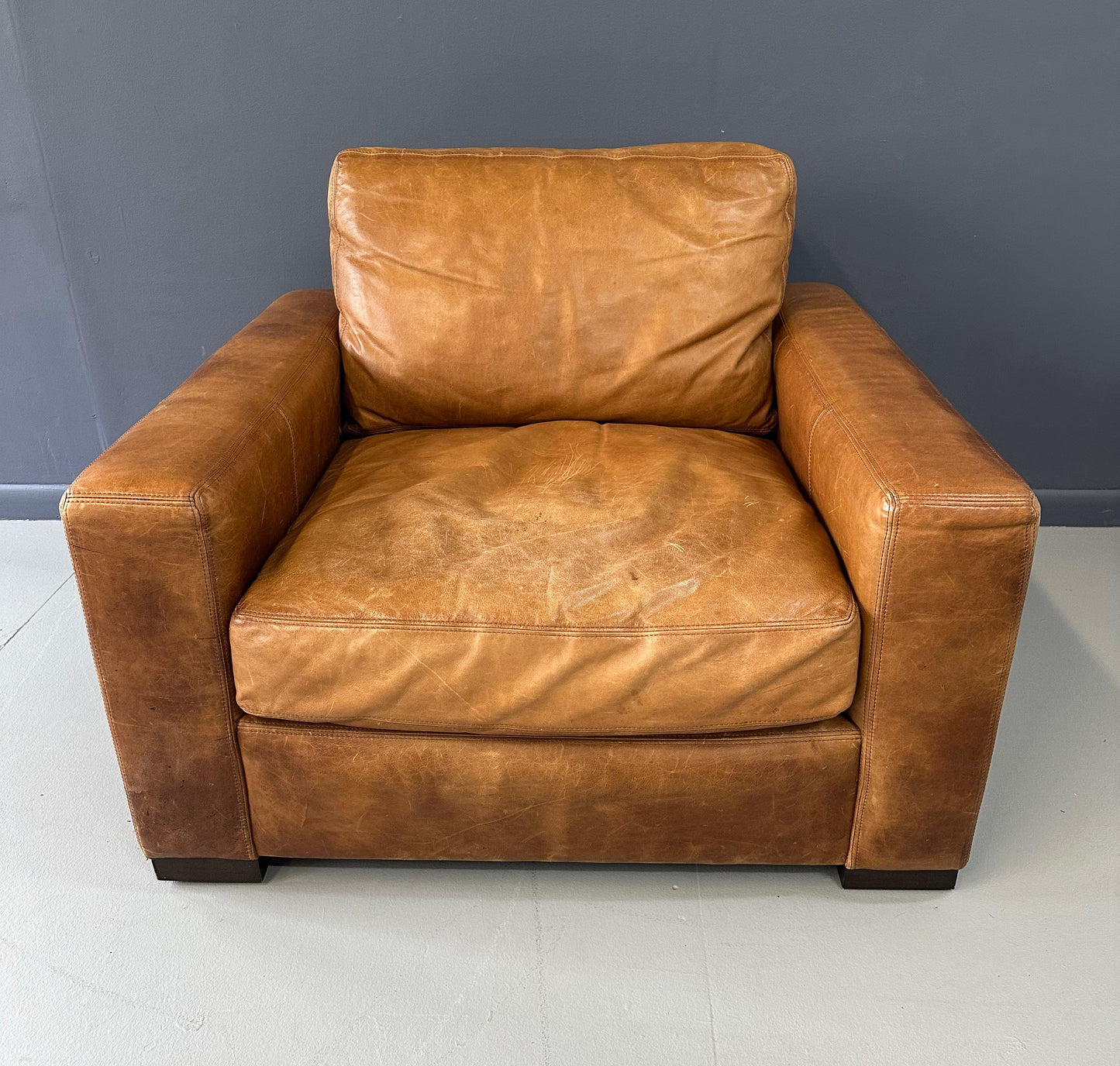 SOLD – Maxwell Leather Lounge Chair by Restoration Hardware