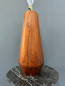 Large Hexagonal Rosewood Danish Table Lamp Mid Century