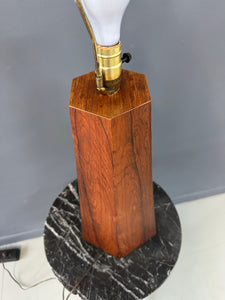 Large Hexagonal Rosewood Danish Table Lamp Mid Century