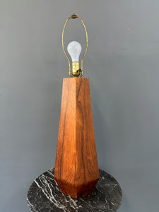 Large Hexagonal Rosewood Danish Table Lamp Mid Century