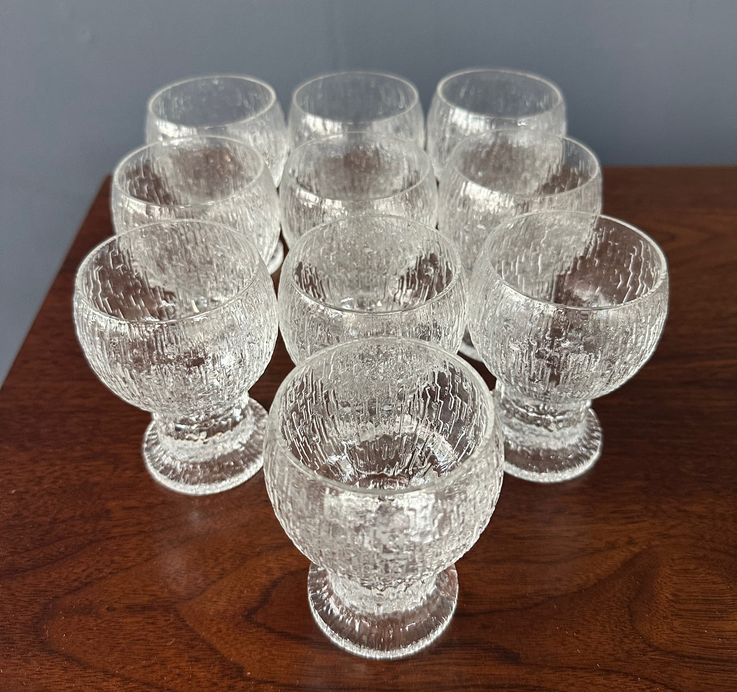 Vintage Kekkerit stemware by Timo Sarpaneva for Iittala, mid-century modern textured glass goblets