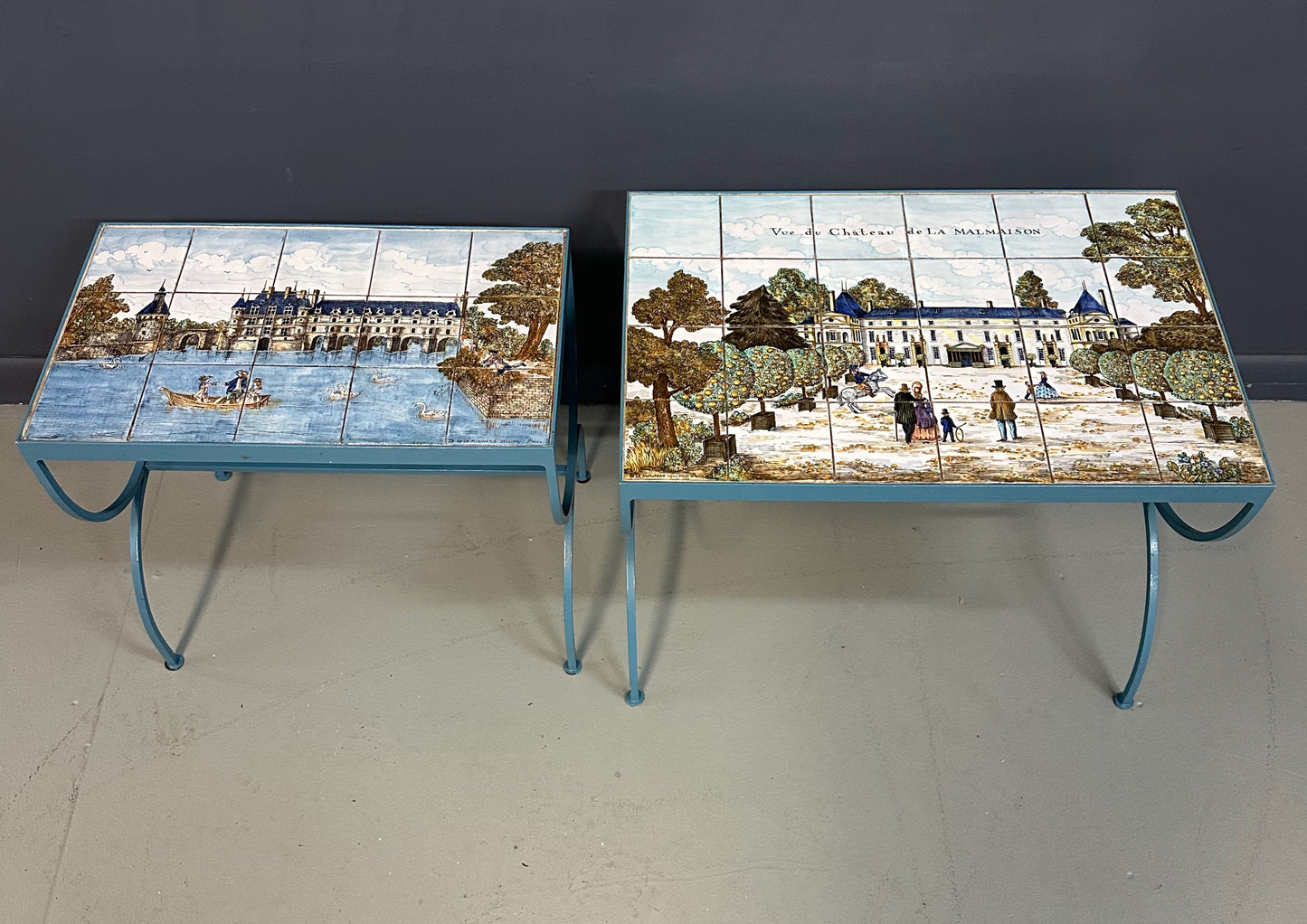 SOLD – Pair of JB de La Morinerie Jullien - Paris Tile Top Iron Tables
