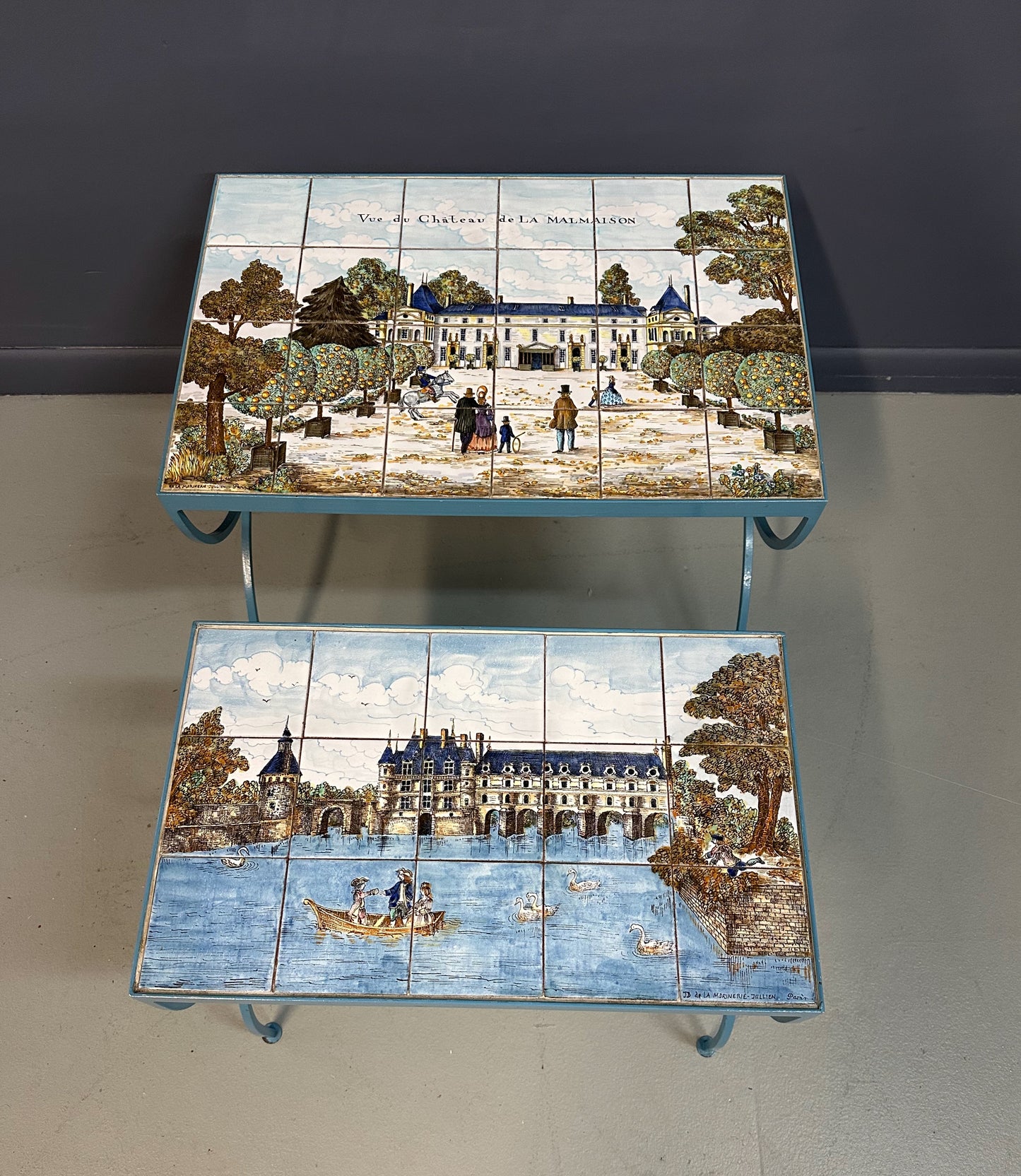 SOLD – Pair of JB de La Morinerie Jullien - Paris Tile Top Iron Tables