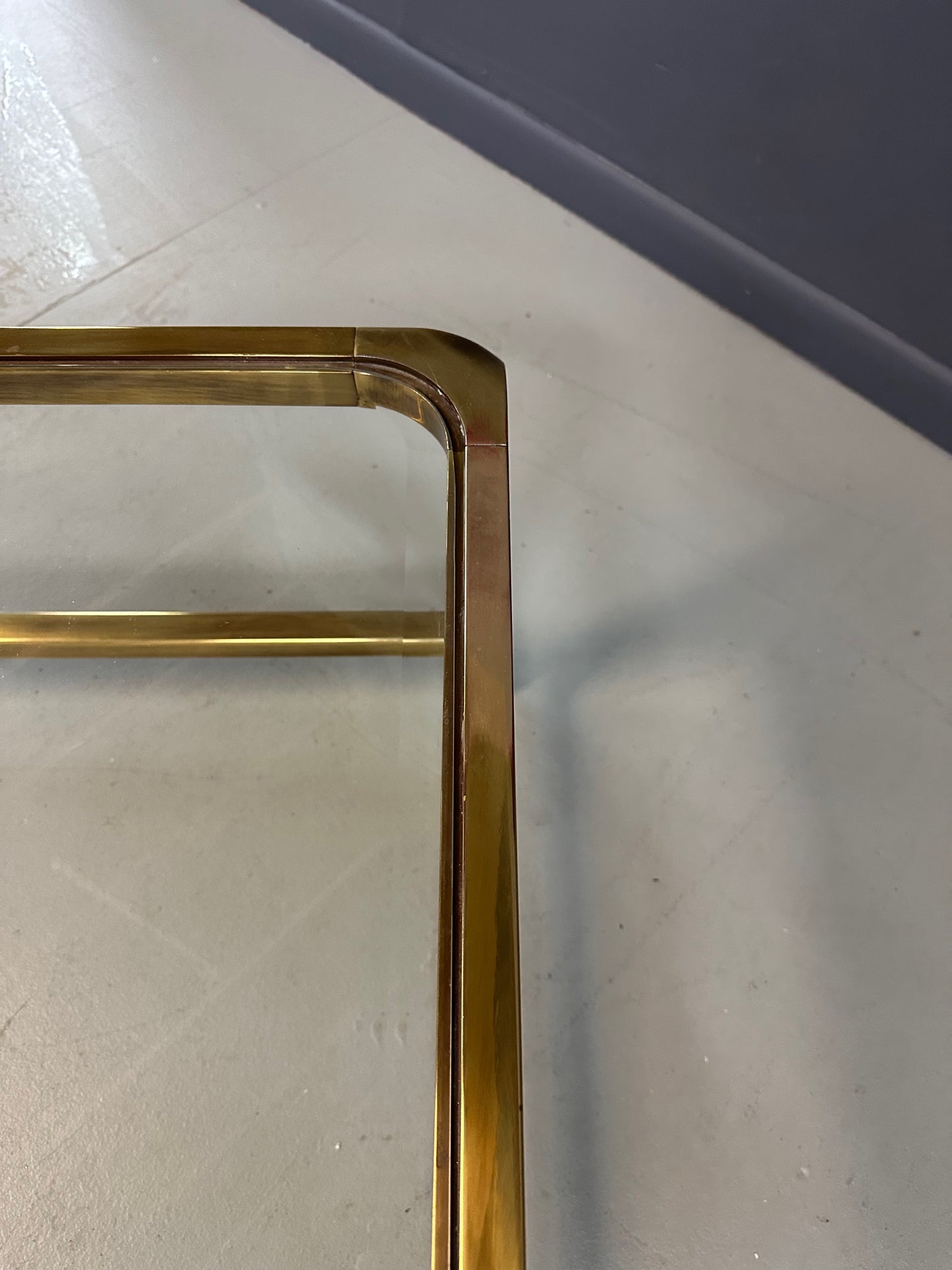Mid-Century brass and glass coffee table by Mastercraft, square extra-large design