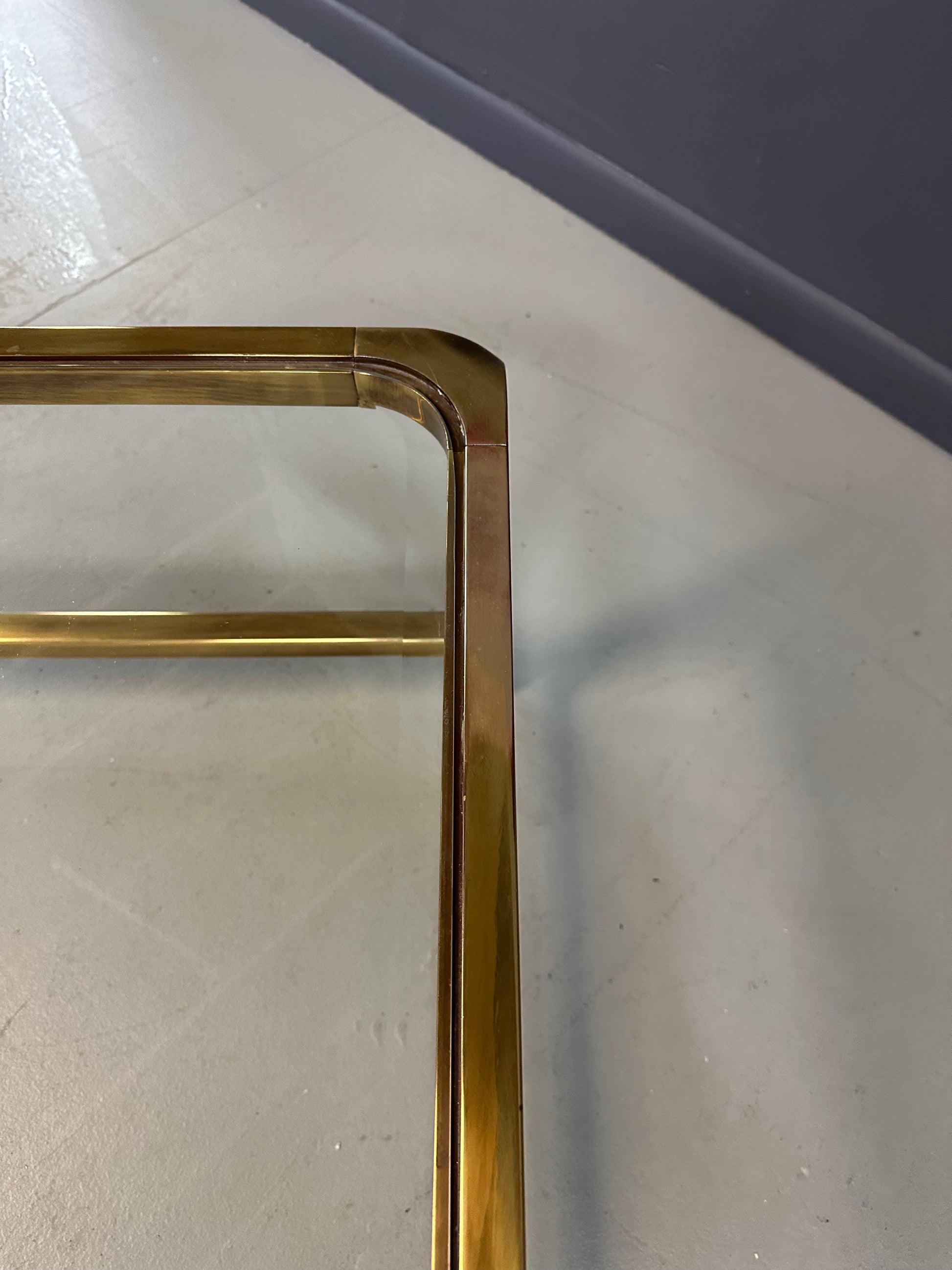 Mid-Century brass and glass coffee table by Mastercraft, square extra-large design
