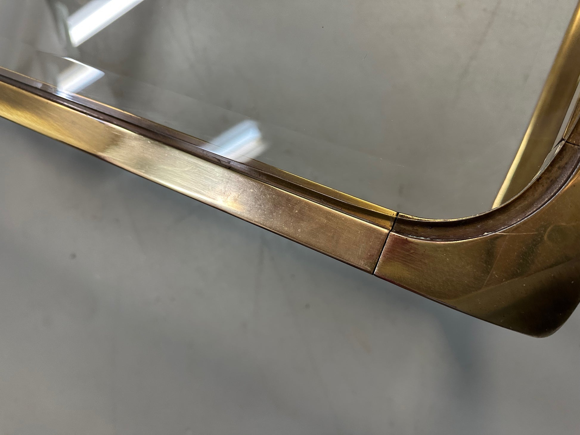 Mid-Century brass and glass coffee table by Mastercraft, square extra-large design