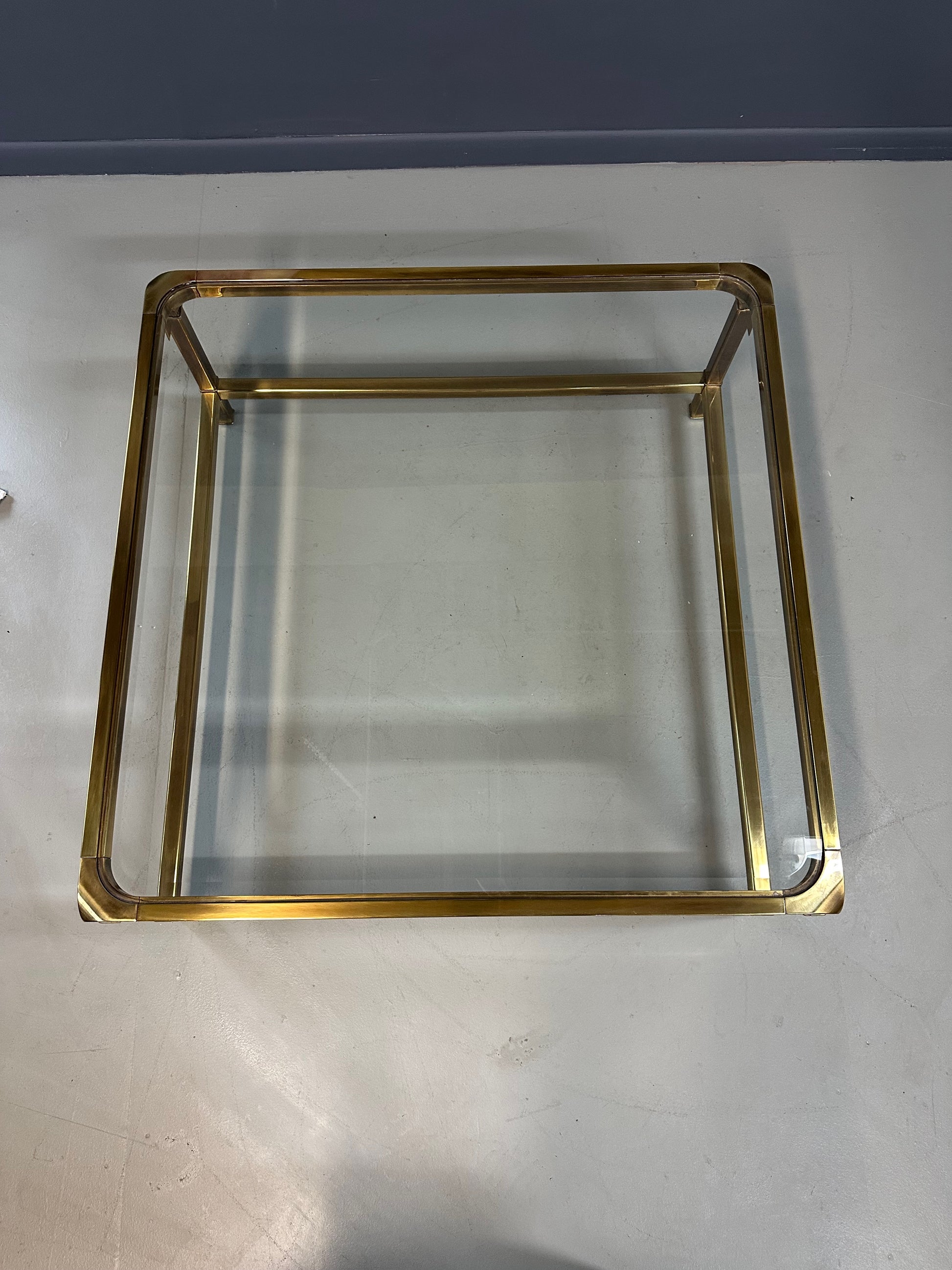 Mid-Century brass and glass coffee table by Mastercraft, square extra-large design