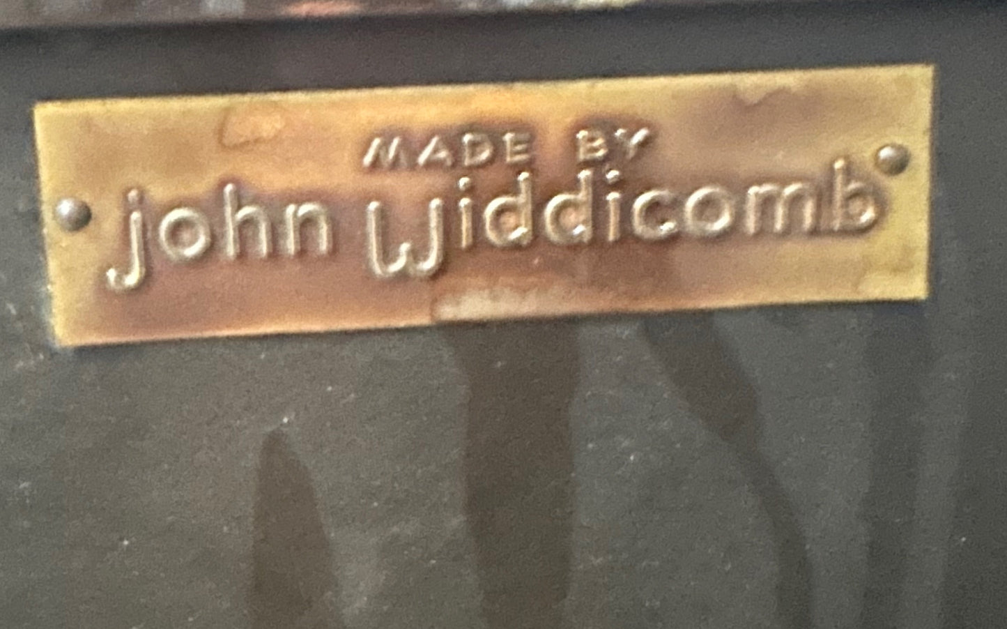 1970s faux tortoise shell cabinet by John Widdicomb, Mid-Century modern commode
