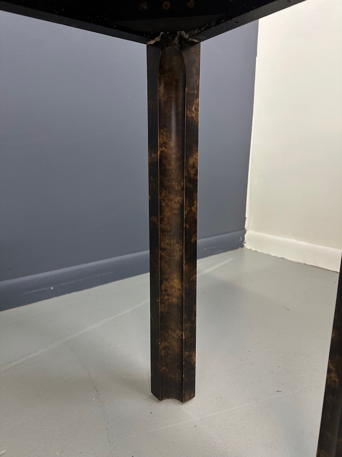 John Widdicomb Faux Tortoise Shell Console Table with Patinated Brass Top