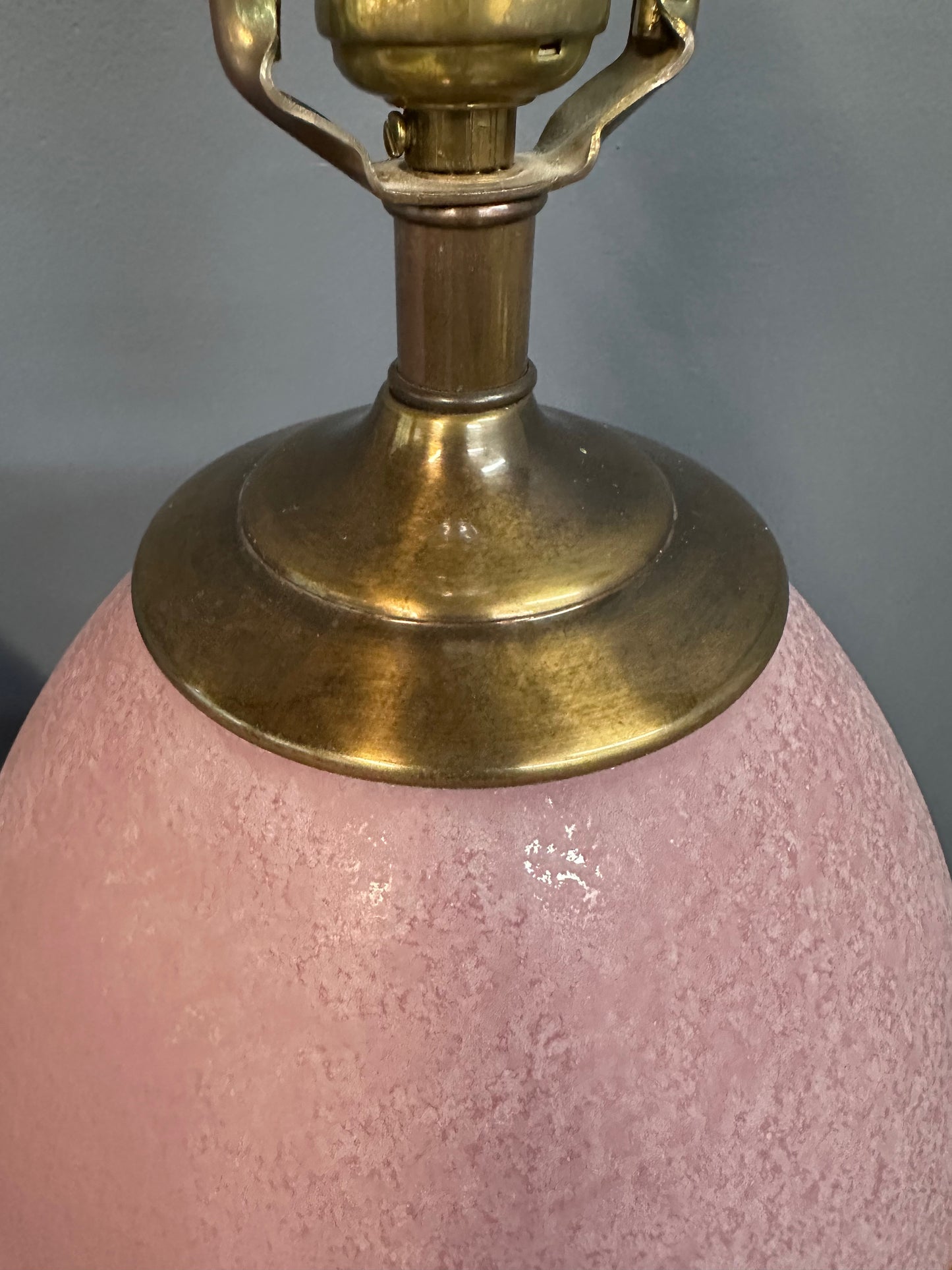 Pair of Hollywood Regency Pink Acid Etched Glass Urn Lamps by Frederick Cooper