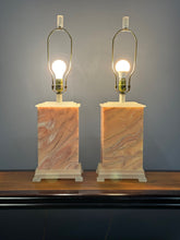 Load image into Gallery viewer, Pair of Faux Marble Table Lamps by Frederick Cooper, 1990 with Brushed Acrylic