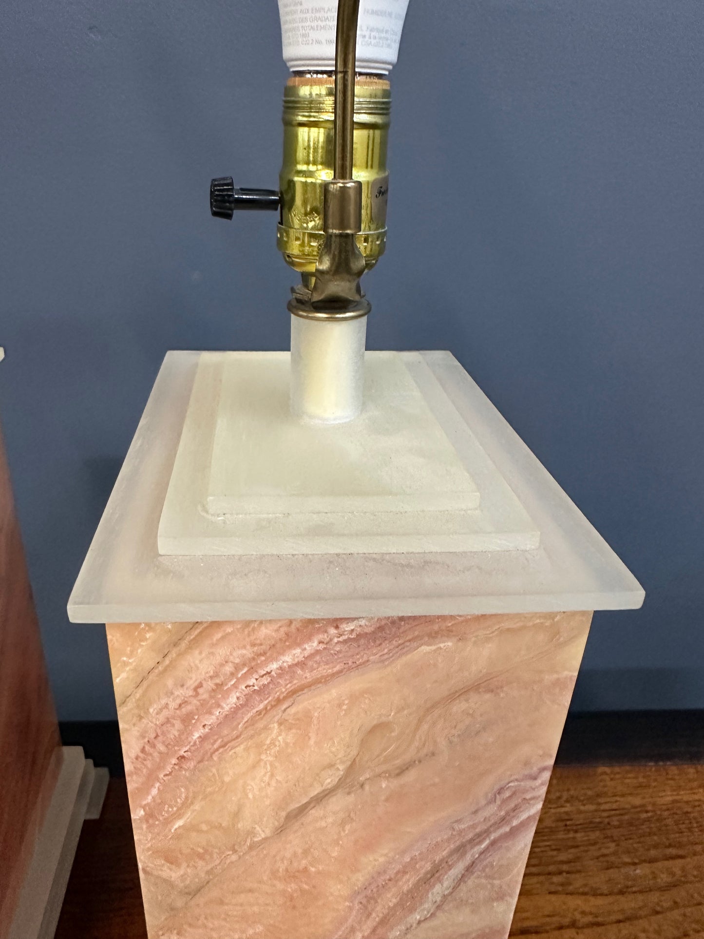 Pair of Faux Marble Table Lamps by Frederick Cooper, 1990 with Brushed Acrylic