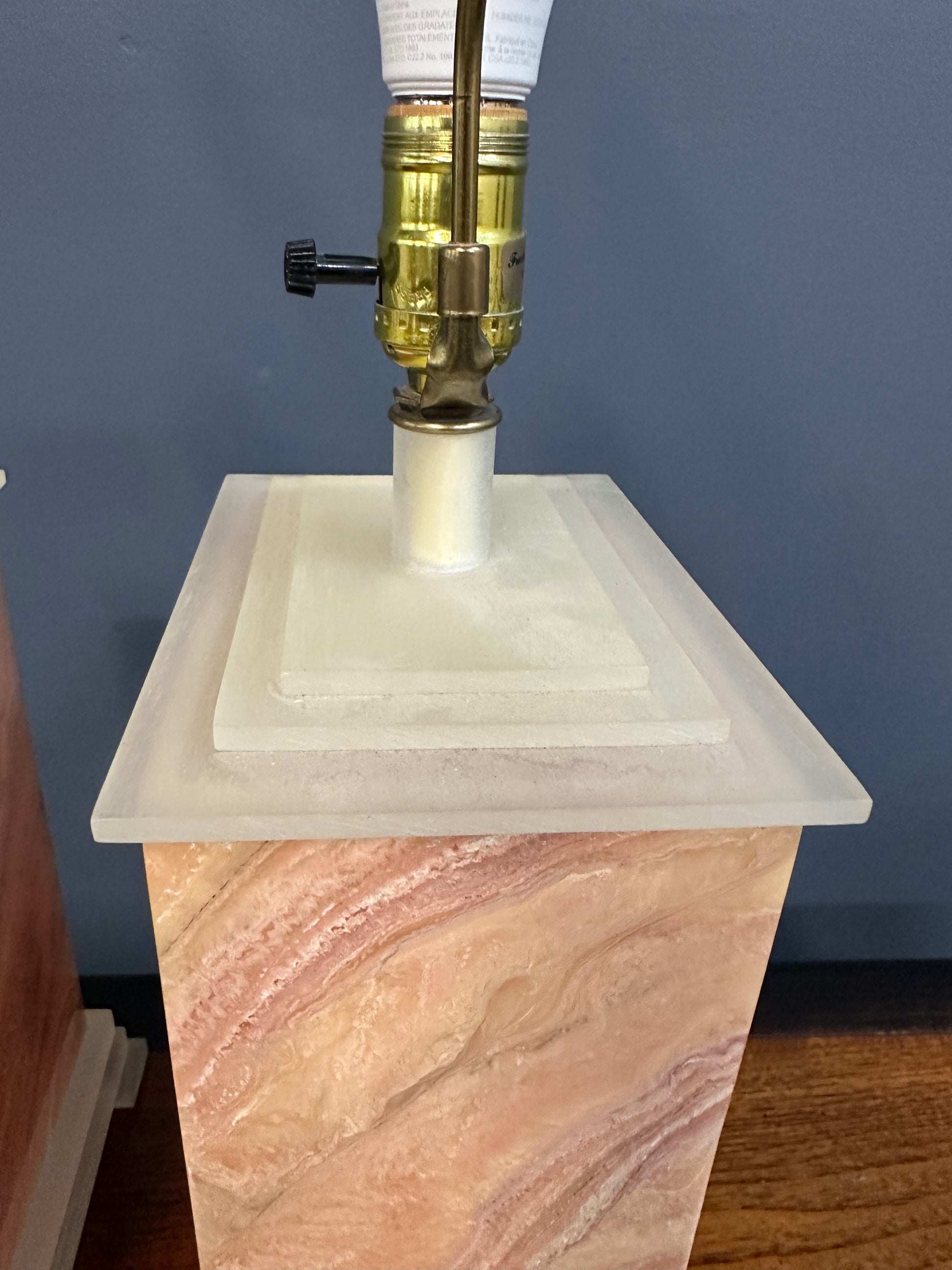 Pair of Faux Marble Table Lamps by Frederick Cooper, 1990 with Brushed Acrylic