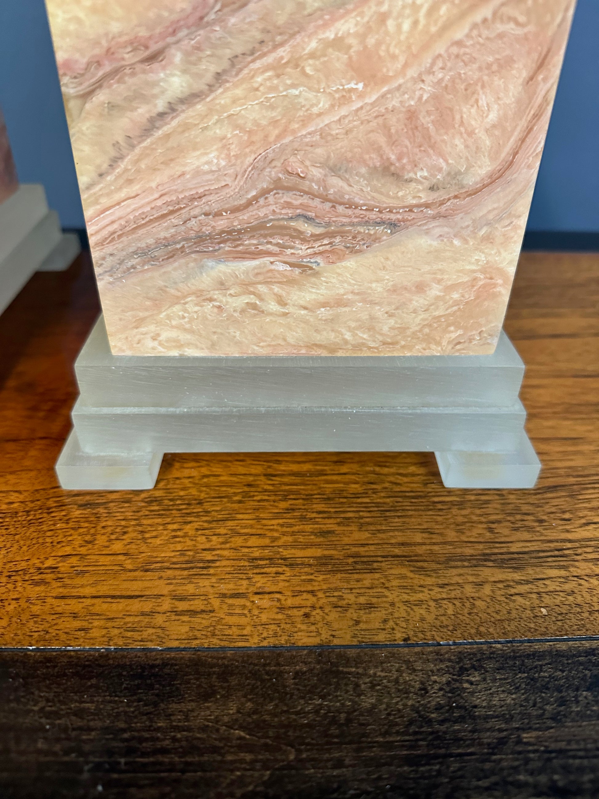 Pair of Faux Marble Table Lamps by Frederick Cooper, 1990 with Brushed Acrylic