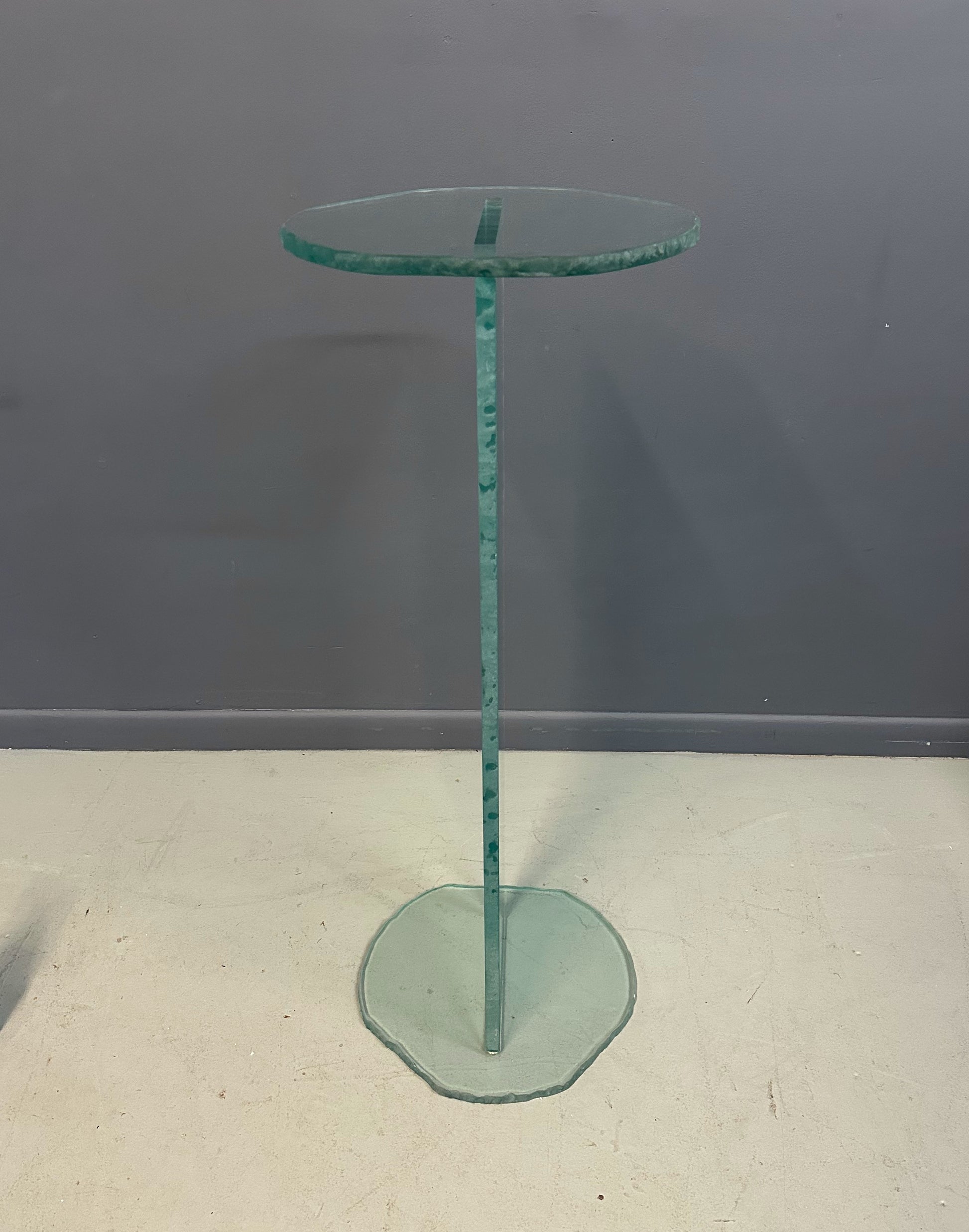 1990s Post Modern Rough Edge Glass Pedestal