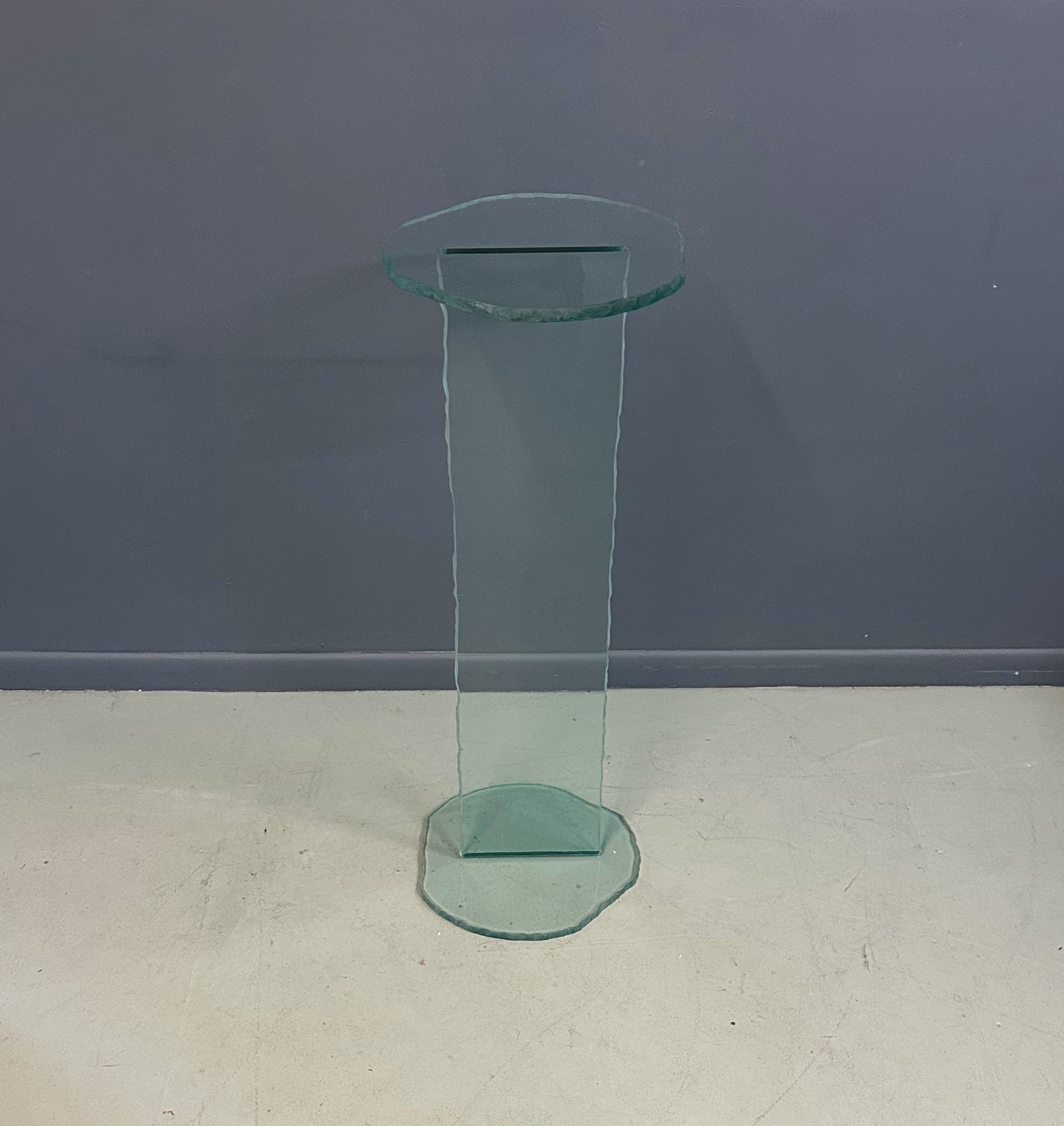 1990s Post Modern Rough Edge Glass Pedestal