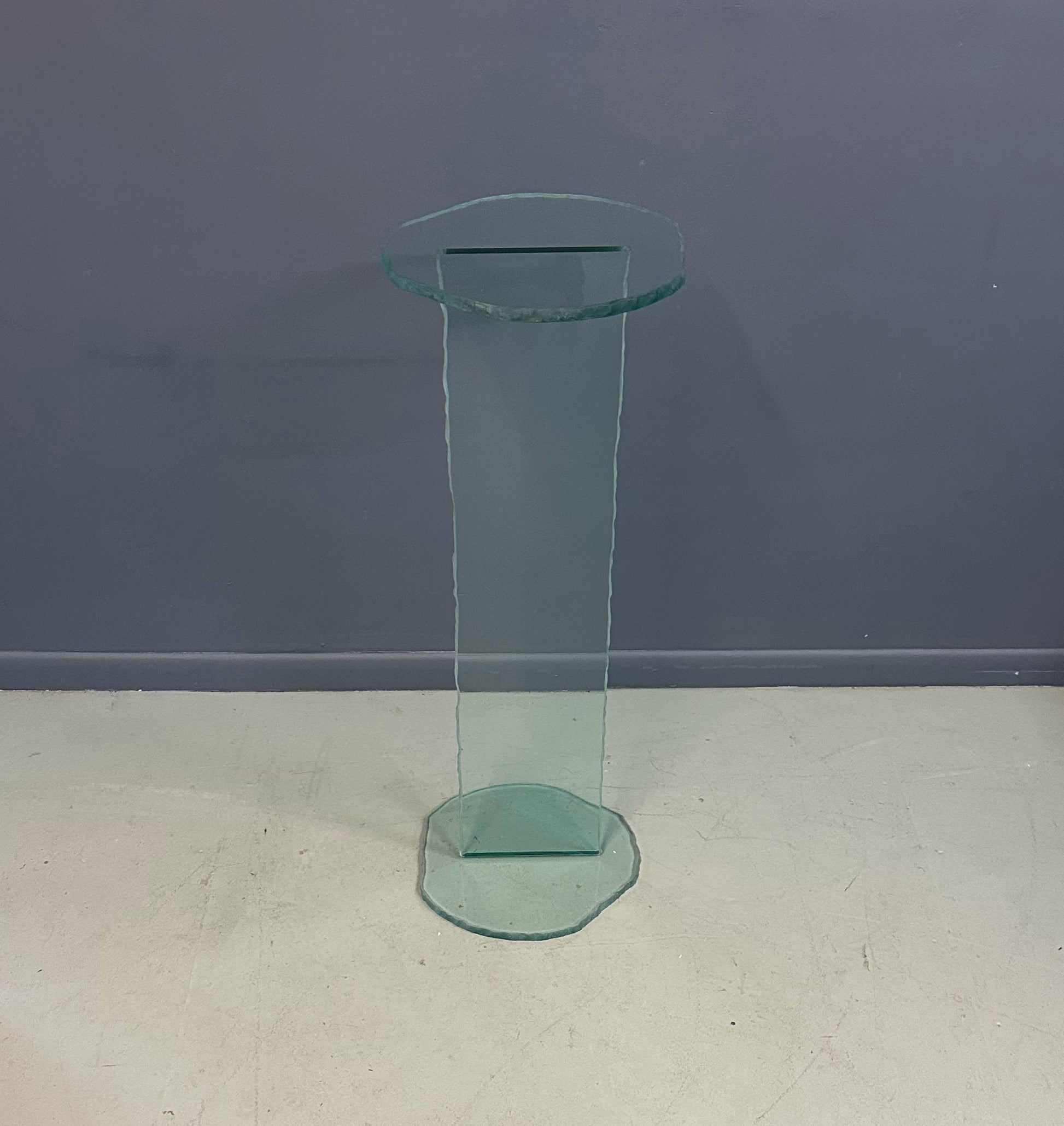 1990s Post Modern Rough Edge Glass Pedestal