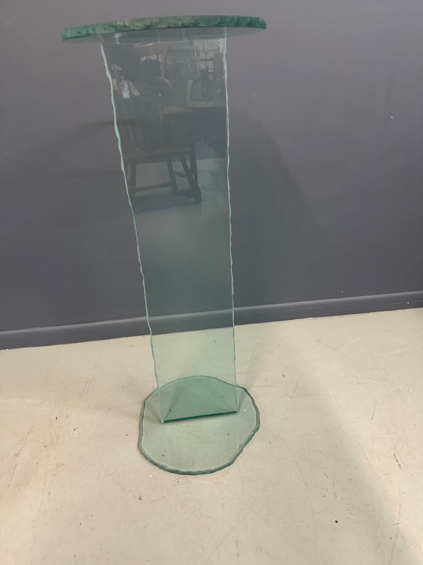 1990s Post Modern Rough Edge Glass Pedestal