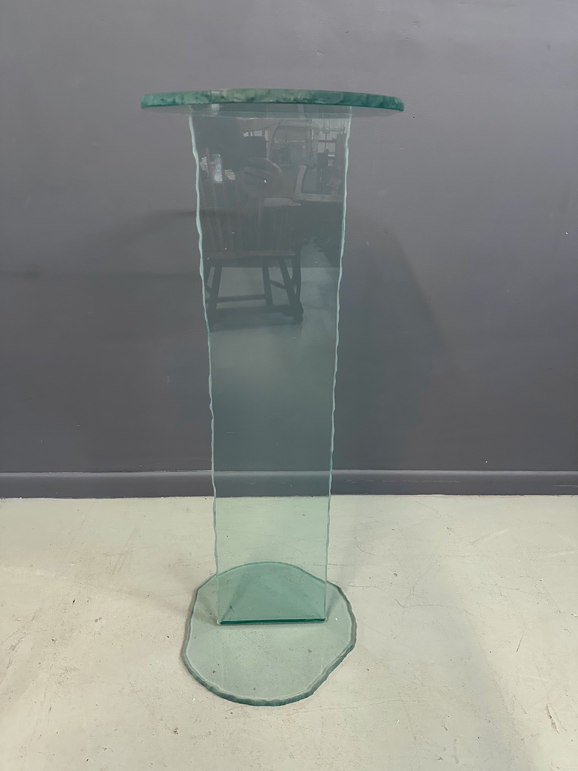 1990s Post Modern Rough Edge Glass Pedestal