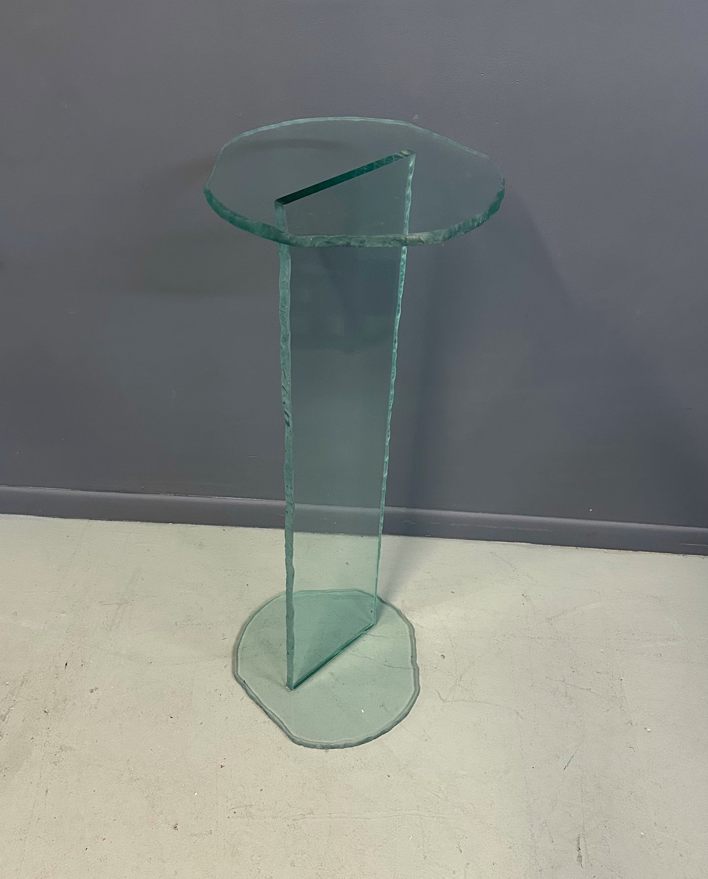 1990s Post Modern Rough Edge Glass Pedestal