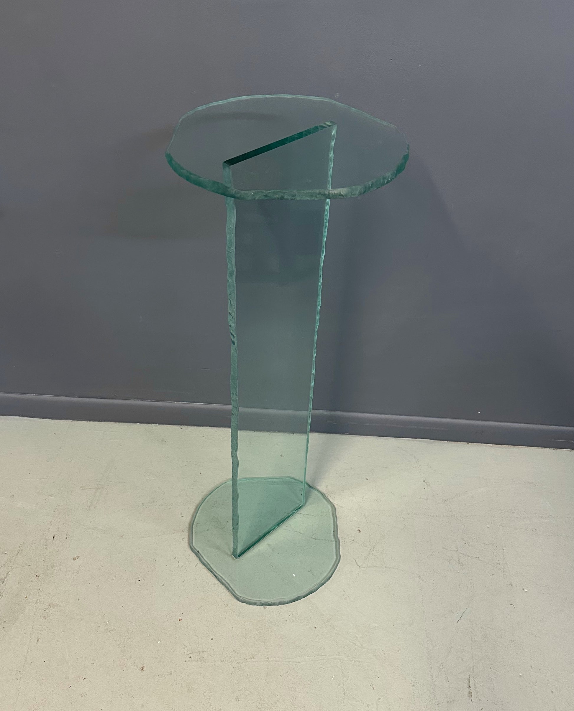 1990s Post Modern Rough Edge Glass Pedestal